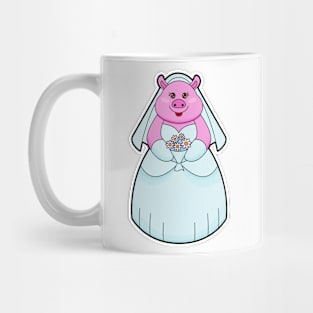 Pig as Bride with Veil Mug